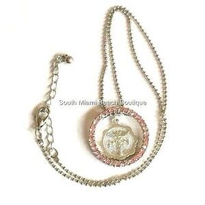 Nursing Necklace RN Caduceus Pink Crystal Nurse Graduation Gift Silver Plated